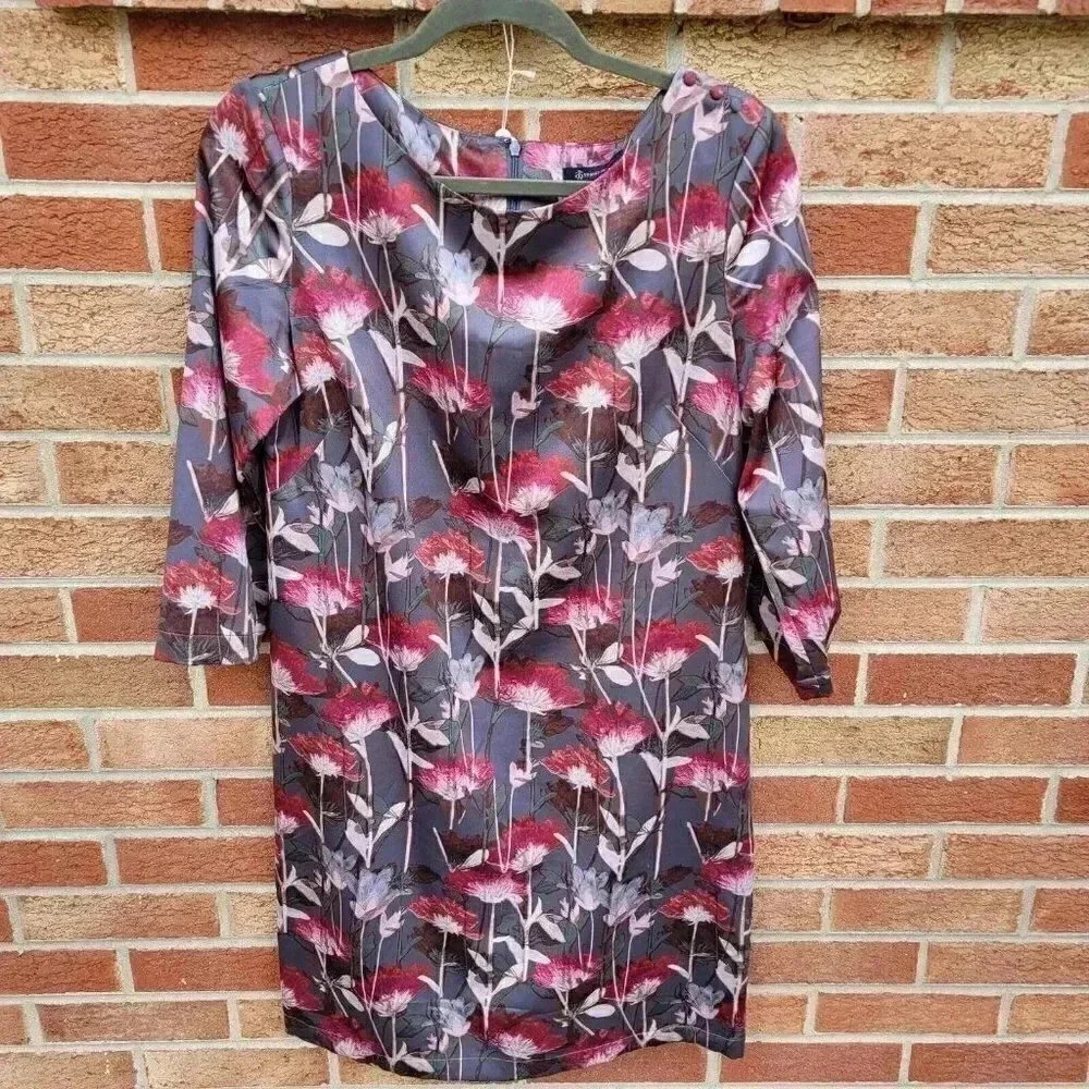 Brooks Brothers Floral Sheath Dress Women's Size 8 Knee Length 3/4 Sleeve